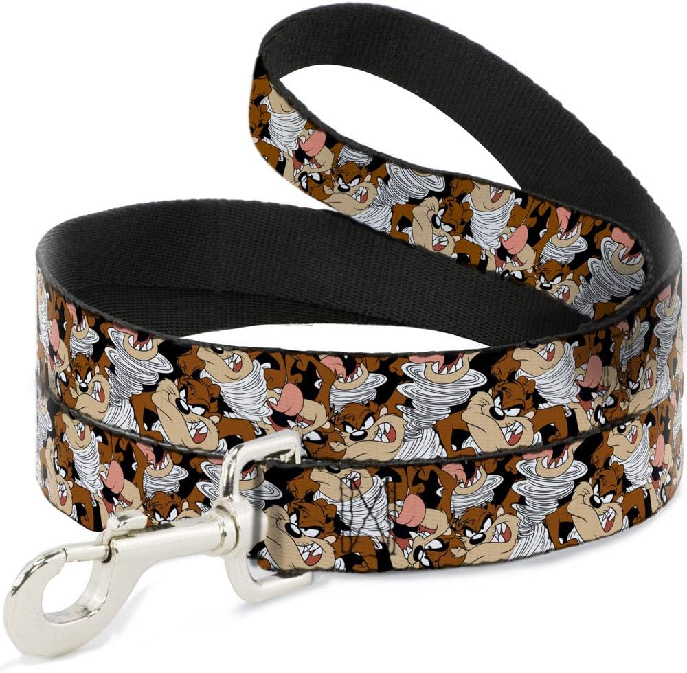 Dog Leash Tasmanian Devil Vortex Poses Stacked Black 6 Feet Long 1.5 Inch Wide