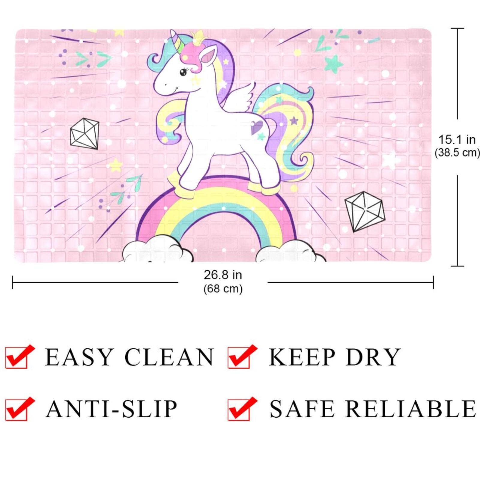 Rutschfeste Badematten mit niedlichem Einhorn-Motiv, für Badezimmer, Badewannenmatte für Babys, Kinder, Kleinkinder, maschinenwaschbar, 40 x 70 cm