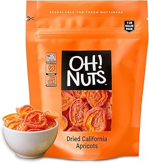 Oh! Nuts Dried Apricots California – 1 lb – No Sugar Added – Packed in New York Zip-Seal Bag to Preserve Natural Freshness and Quality