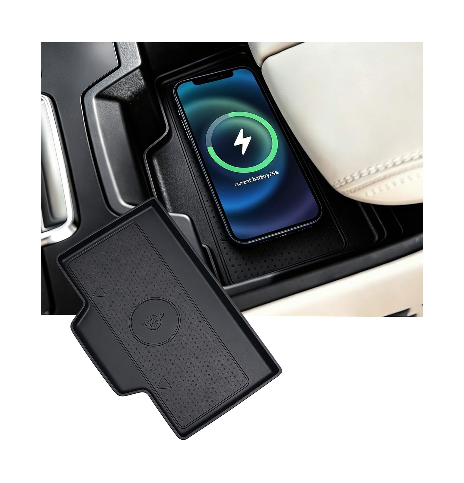 Wireless Charging Protective Mat for Mazda CX5 2026, Center Console Interior Accessories Silicone Anti-Slip Wireless Charger Cover Pad for 2026 CX-5, Black