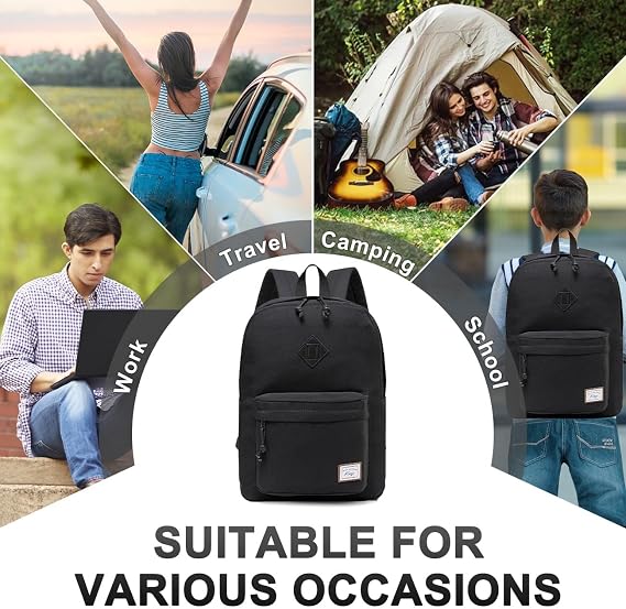 School Backpack, Lightweight Water-Resistant Rucksack 17.3L Large Capacity Backpack for Men Women Teenagers Casual Daypack Travel Work Hiking