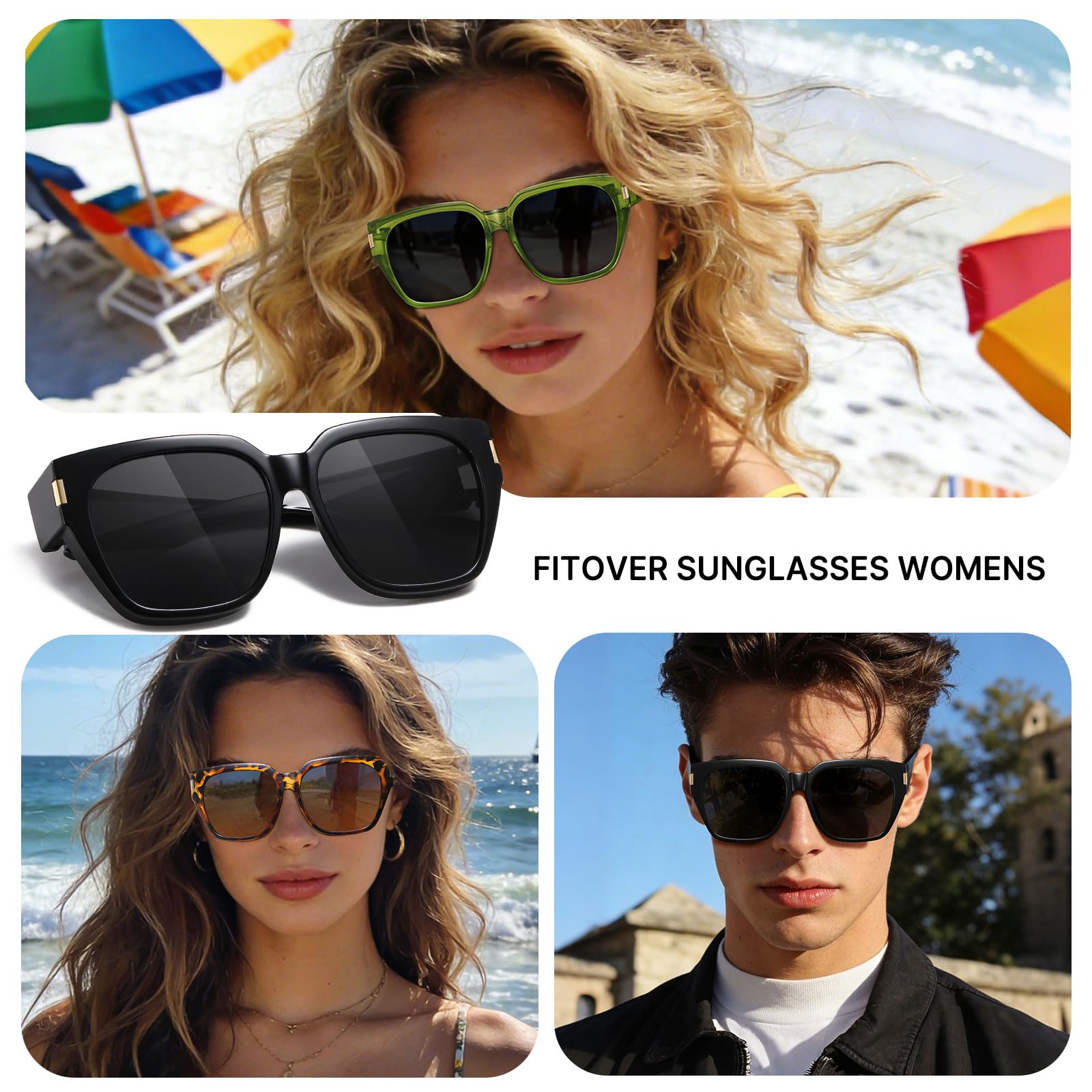 HAOLOTA Polarisierte Sonnenbrille für Damen und Herren, trendig, quadratisch, UV-Schutz