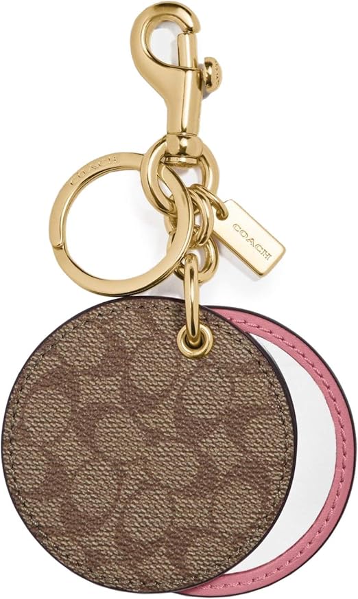 Coach Keychain Keyfob Signature CC Logo Mirror F77961 pink