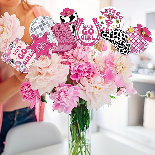 Miniatura 4 de Centro de mesa de vaquera, decoración de NOVBAUB 36 piezas de discoteca vaquera despedida de soltera, decoraciones de fiesta de vaquera, centros de