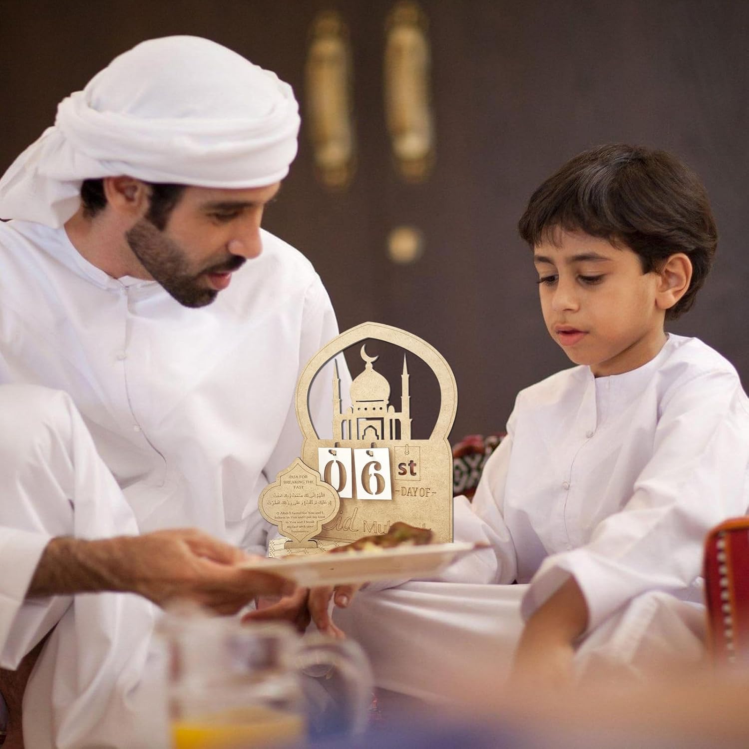 Ramadan Decorations Advent Calendar,1Pcs Eid Mubarak Decor Wooden Countdown Until Eid Calendars 2024 Kids DIY Make Your Kids Ramadan Advent Calendar Gifts Crafts For Islam Table Home Reminder Ornament