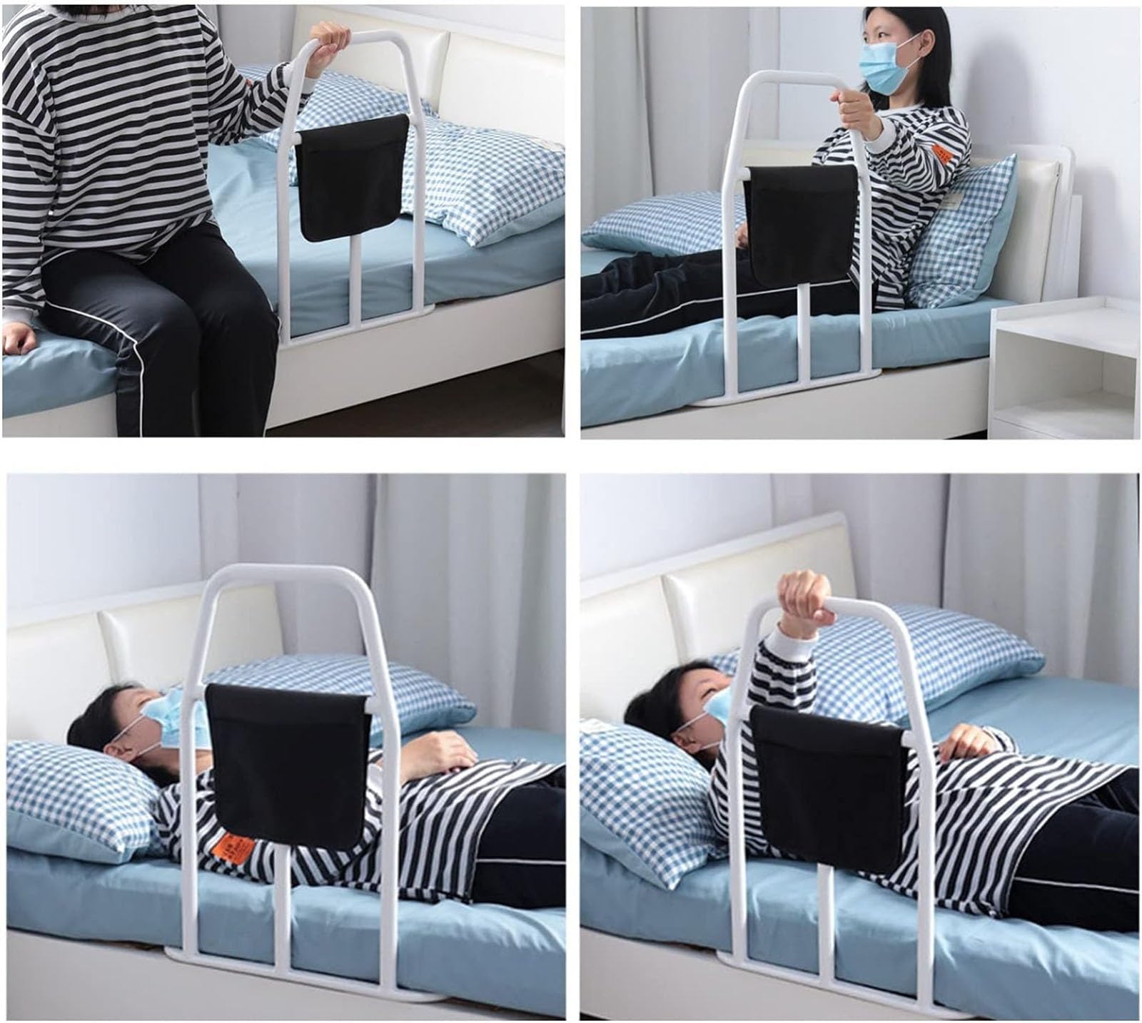 Sponde Per Letto Per Adulti Anziani - Barra Di Supporto Per Letto Medico Assistente Alla Mobilità, Sponda Per Letto E Protezione Anticaduta Con Tasca Portaoggetti Per King, Carico Massimo Medio 136