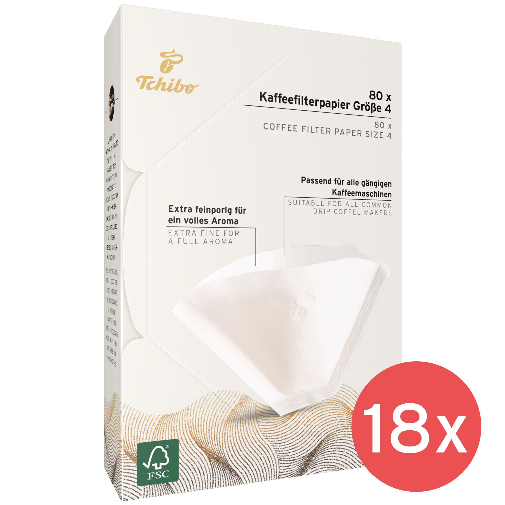 Tchibo Kaffeefilter Größe 4 Großpackung 1440 Stück - Premium Qualitätspapier Filtertüten 18x80, nachhaltig, aromatisch, kompostierbar & umweltschonend, weiß