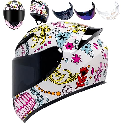 Full Face Motorcycle Helmet Racing Motocross Helmets with Pinlock Compatible Clear&Tinted Visors DOT Model Approved Street Bike Helmet