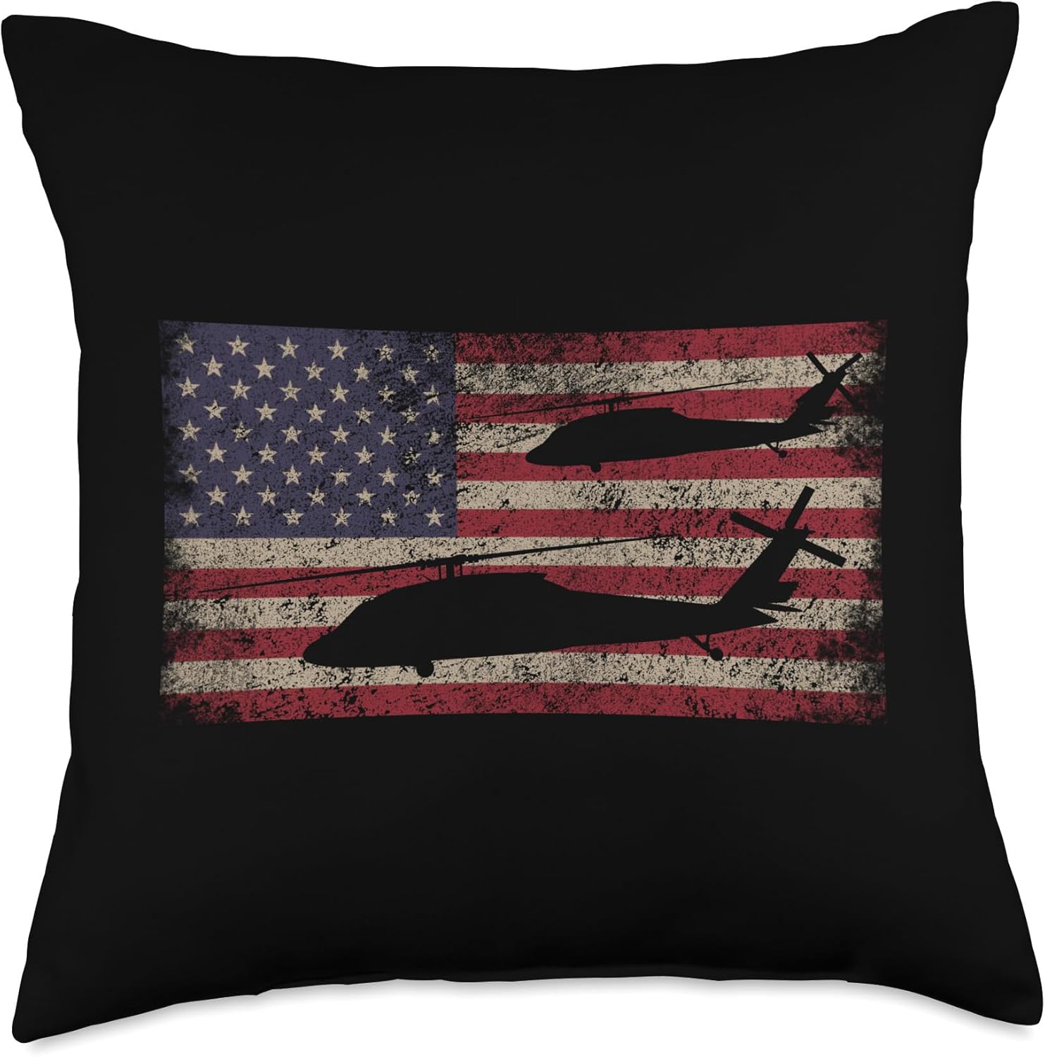 UH-60 Black Hawk Helicopter USA Vintage American Throw Pillow