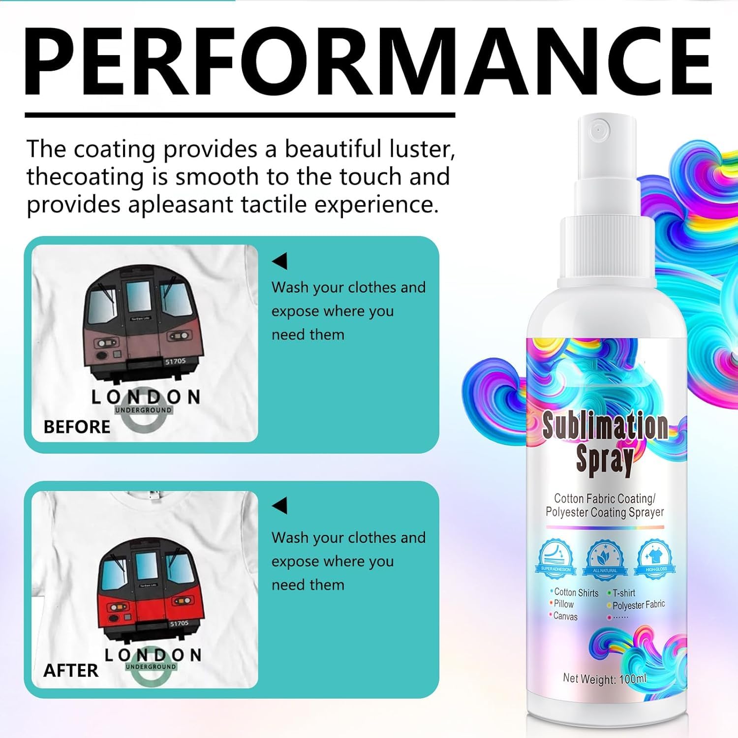 Spray di Rivestimento a Sublimazione,Spray per Sublimazione Cotone,Spray per Sublimazione per Camicie di Cotone,Spray per Sublimazione,Spray Sublimazione Cotone,Spray a Sublimazione,100 ml
