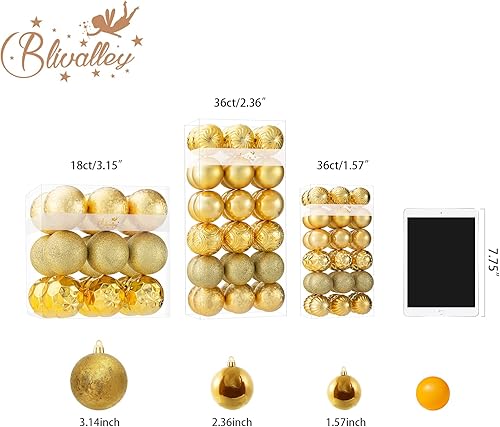 Miniatura 6 de Blivalley - Adornos de bola de Navidad de 40mm, 34unidades, irrompibles, para árbol de Navidad, vacaciones, boda, fiesta, juego de bolas de Navidad
