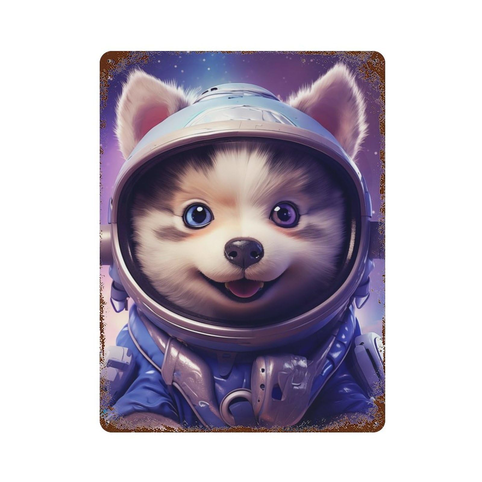 Retro Metal Sign Space Baby Husky 15.7"x11.8", Retro Wall Decor for Living Room, Hallway And Home Decor