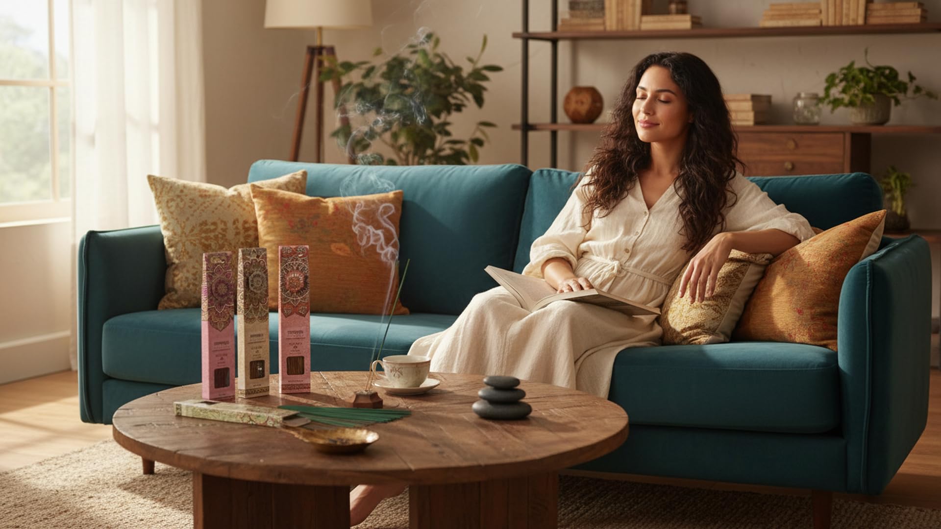 Set di bastoncini di incenso con supporto, 6 confezioni da 40 bastoncini, diversi profumi (rosa, gelsomino, sandalo, lavanda, patchouli, vaniglia), con supporto glitterato