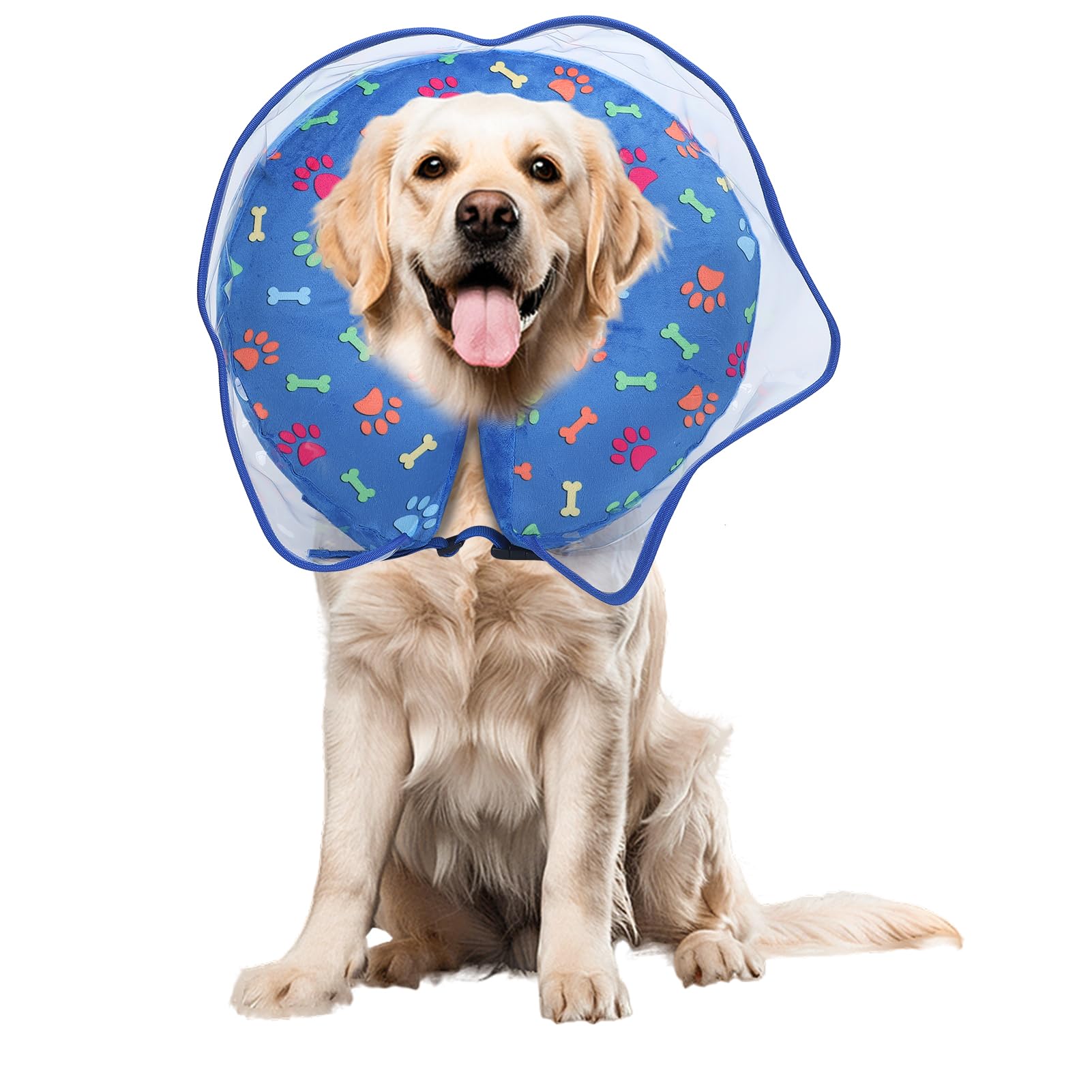 Photo 1 of Rosvola Inflatable Dog Cone Collar, Blue, XL