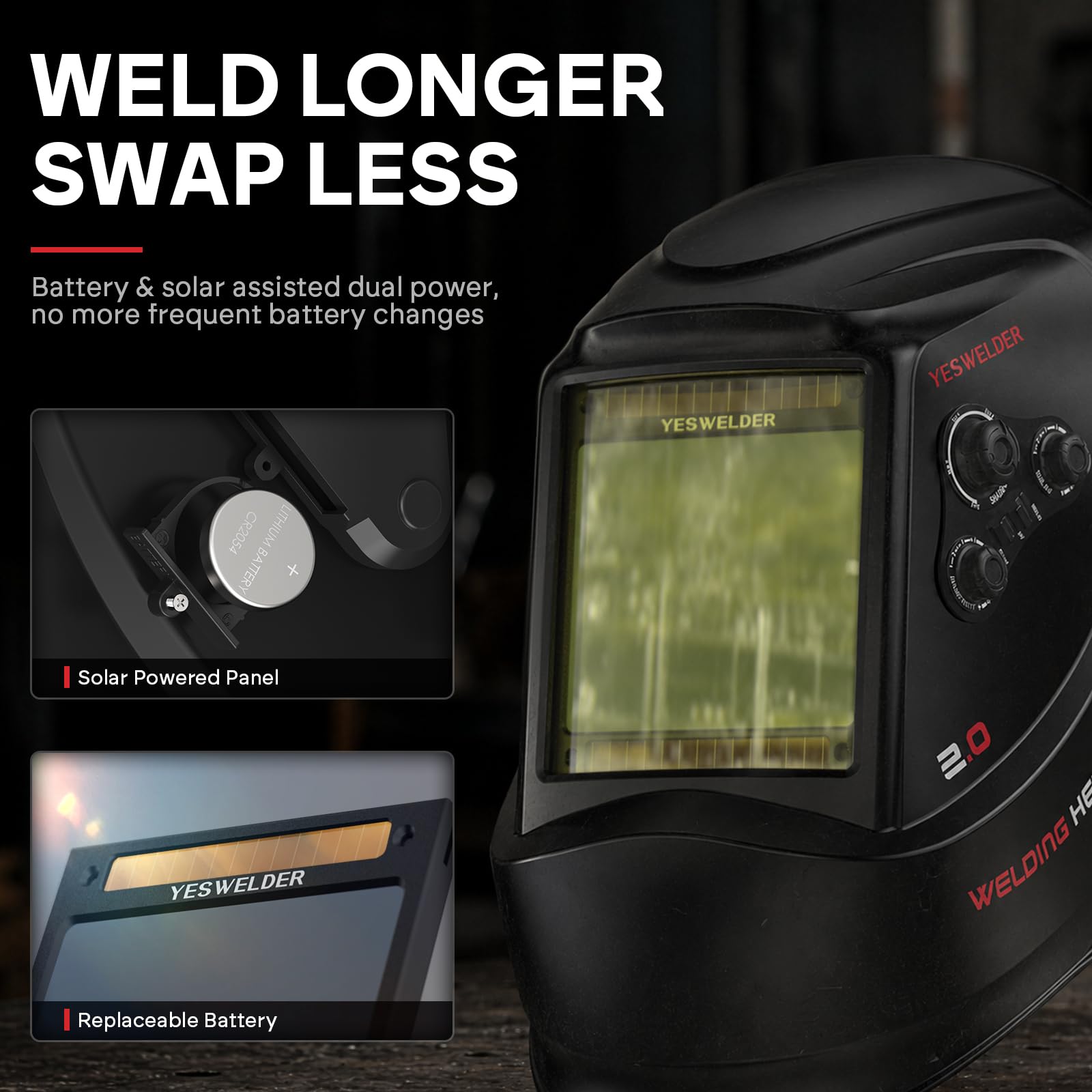 YESWELDER Auto Welding Helmet - Large View -6