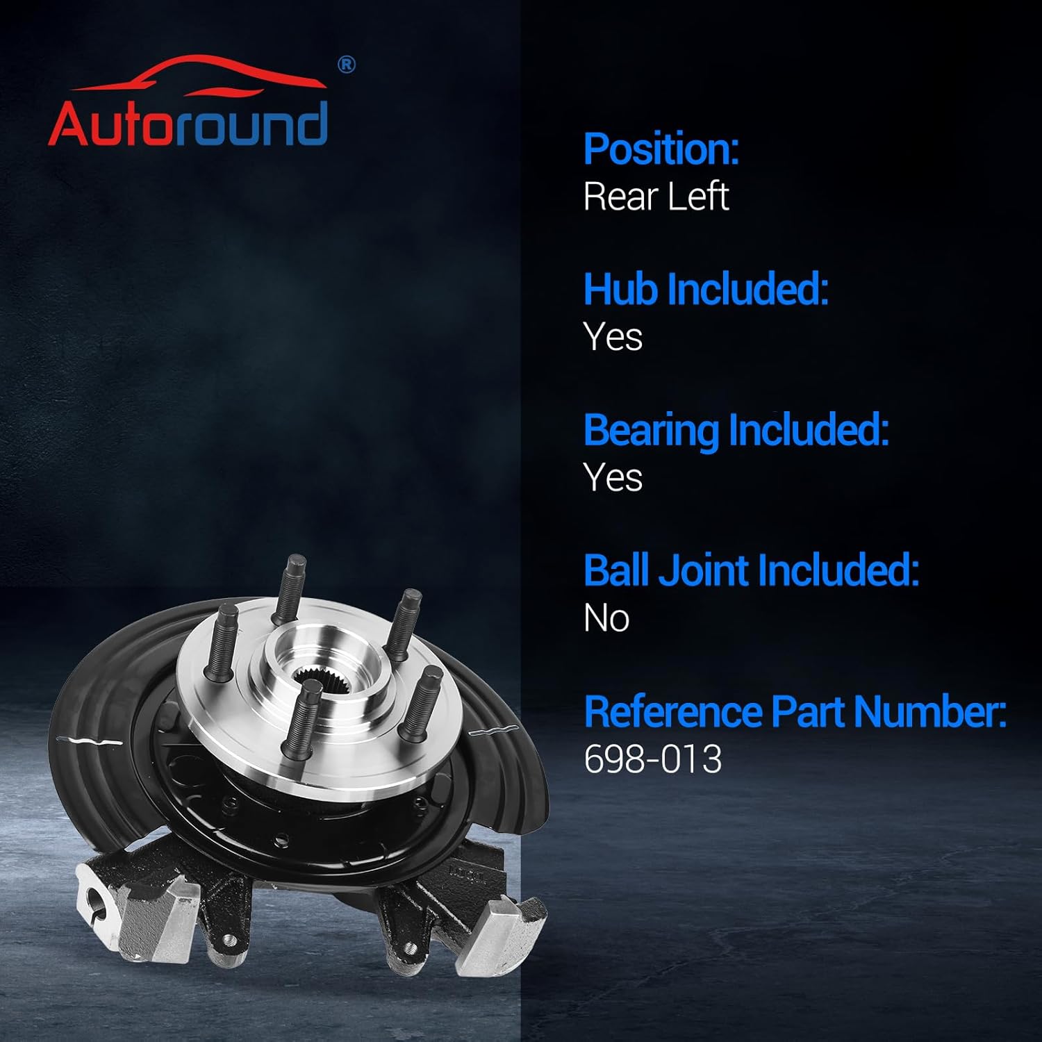Autoround 698-013 Rear Left Wheel Hub Steering Knuckle Assembly Compatible with 2002-2005 Ford Explorer Mercury Mountaineer Driver Side