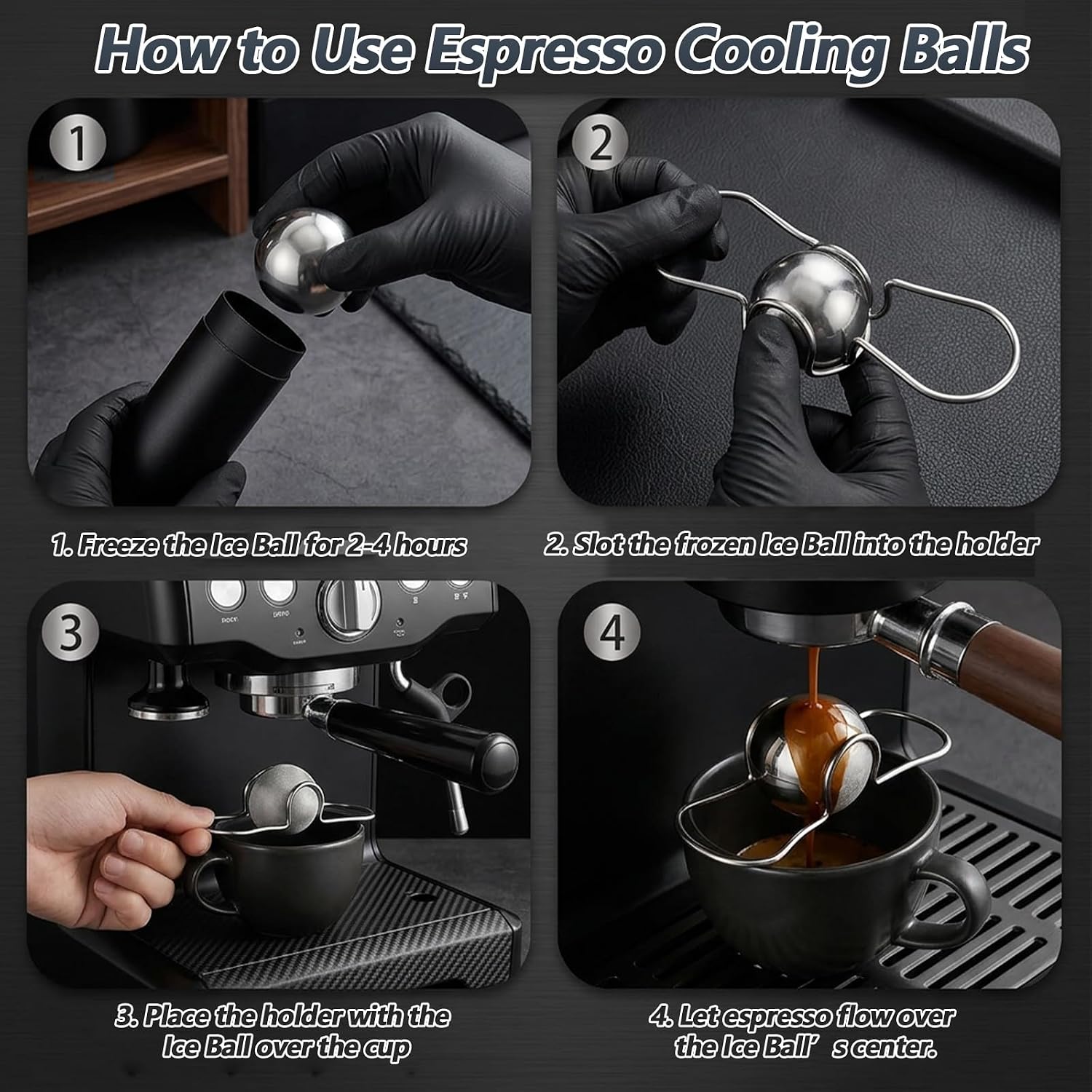 1Pcs Espresso Cooling Ball, Metal Ice Cubes, Espresso Chilling Ball
