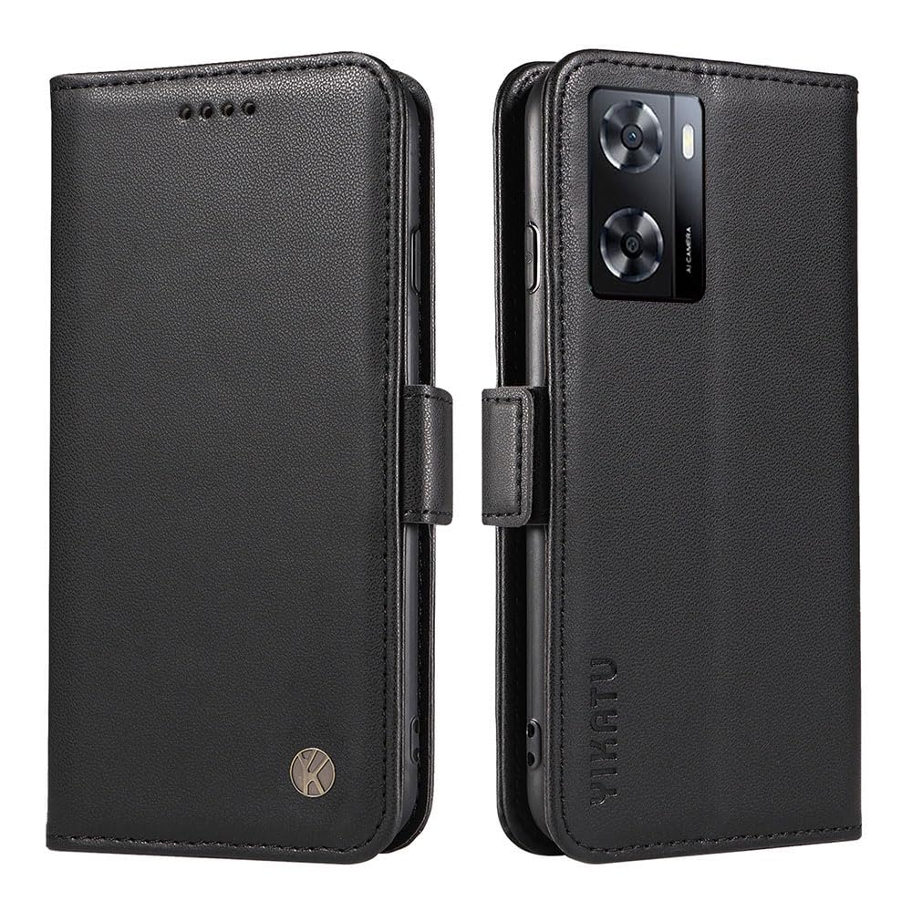 Case for Oppo A57 4G/Oppo A57S, PU/TPU Simple Flip Leather Shockproof Magnetic Book Style Wallet, Black