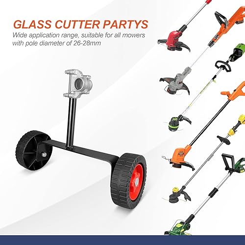 Miniatura 4 de KALAWW Accesorio de rueda de soporte ajustable de 1.024 in (1 pulgada) y 1.102 in (1.1 pulgadas) para recortadora de malas hierbas, desbrozadora de