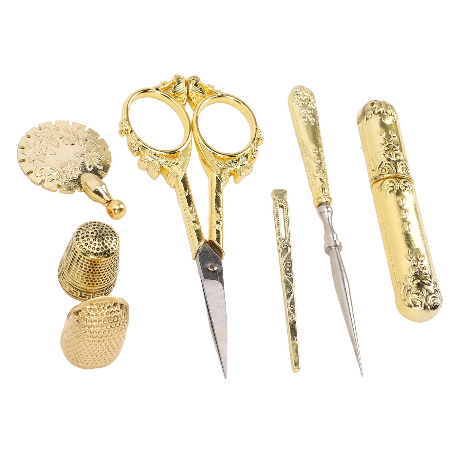 Qcwwy Kits de Proyectos de Costura Otros Utensilios para el Hogar Juego de Herramientas Madera Maciza de Primera Calidad Multifuncional con Agujas Dedales Tijeras Cortador de Hilo para Decoración del
