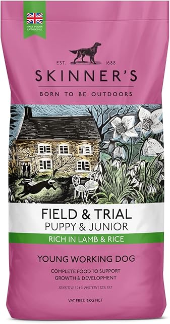Skinner's Field & Trial Puppy Lamb & Rice  Complete Dry Food, Hypoallergenic, Supports Gut Health, Ideal for Larger Breeds, 15kg
