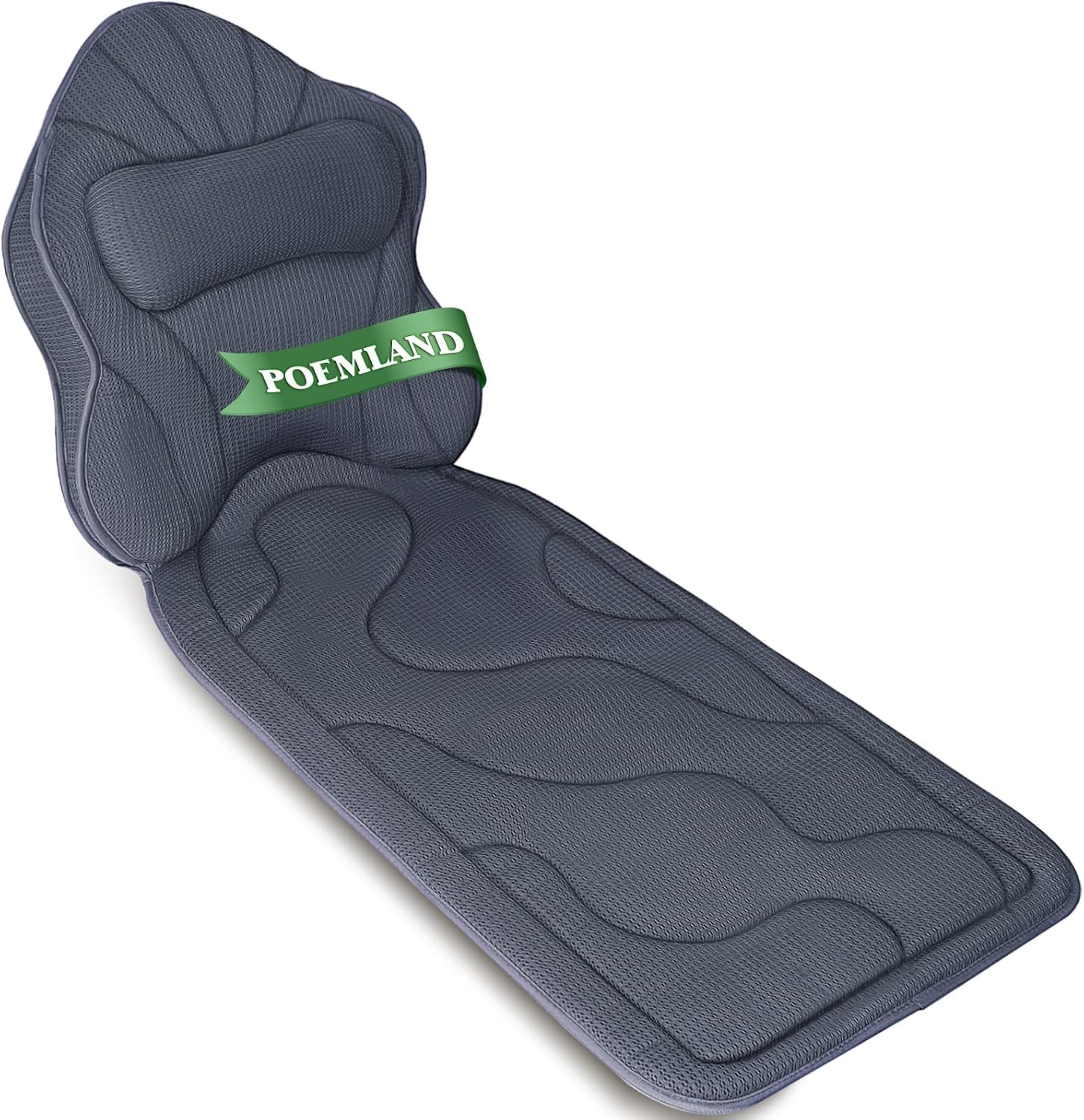Poemland Luxus Dicke, volle Körper Badewannenkissen Mat & Cushion für Badewanne Kopfstütze Hals Schulter unterstützt Comfort Entspannung Spa Accessories Perfekt für Eintauchen in der Badewanne (Grau)