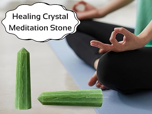 Miniatura 7 de Torres de cristal de aventurina verde  Obelisco de punto de cristal curativo natural para curación de reiki y rejilla de cristal (3 pulgadas)