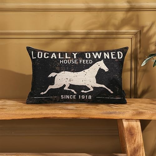 Miniatura 3 de TRENDIN Funda de almohada decorativa de caballo de 12 x 20 pulgadas para sofá, decoración de caballo, funda de cojín de lino lumbar para sofá,