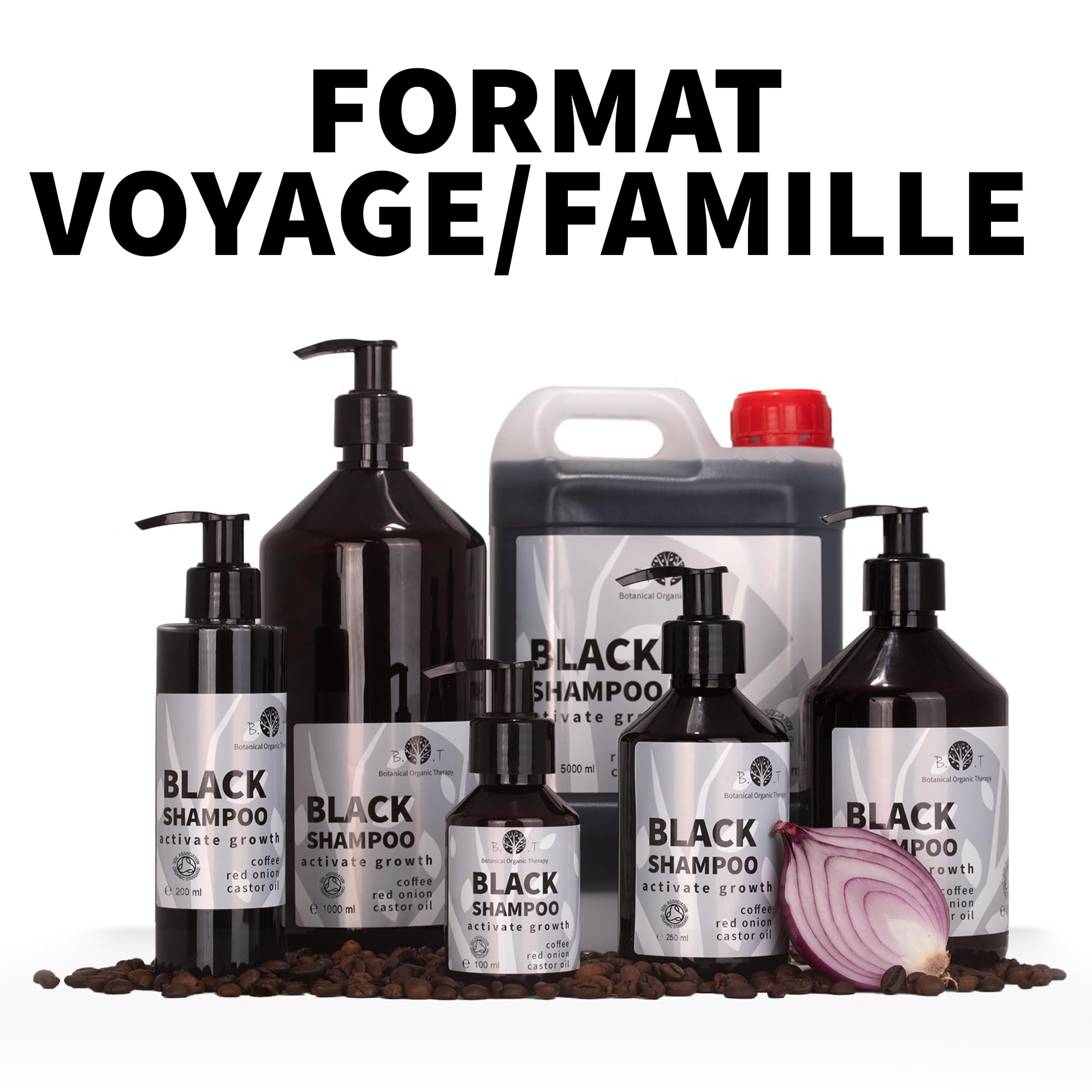 Shampooing Oignon, Caféine et Huile de Ricin pour Cheveux Antipelliculaire Volume Capillaire et Barbe Anti Chute Hydratant Croissance des Cheveux SANS SULFATE 3 x 200 ml