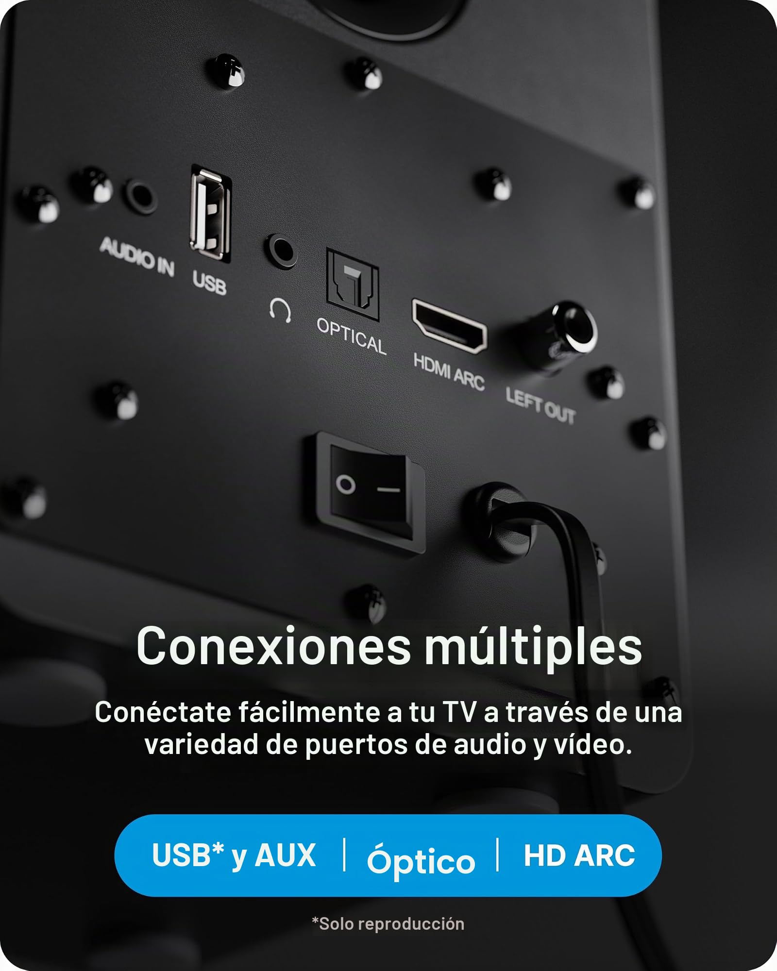 MAJORITY D50X Altavoces Activos 2.0 de 60W para PC | Altavoces HiFi de estantería con Bluetooth 5.3, HDMI ARC y AUX | Monitores de Estudio con chasis de Fibra de Carbono (Negro)