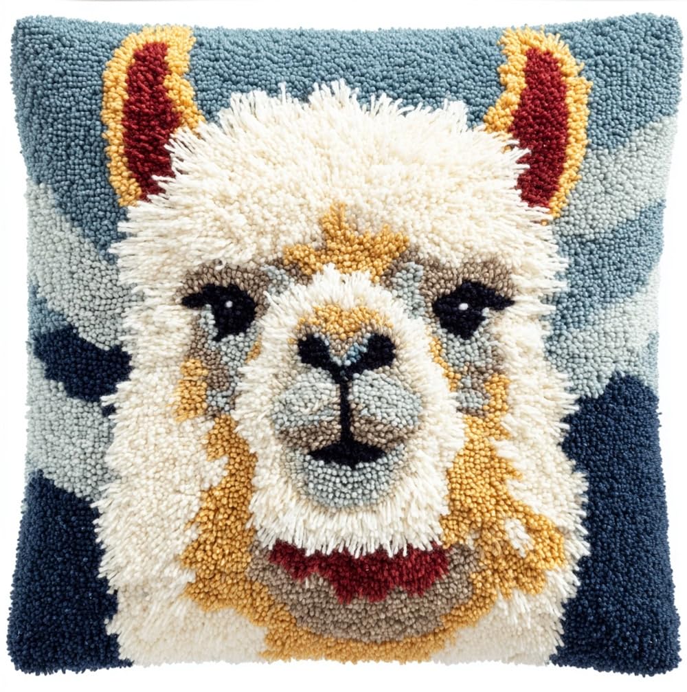 FWRTYCB Latch Hook Kits for Adults Alpaca Latch Hook Pillow Cushion Case