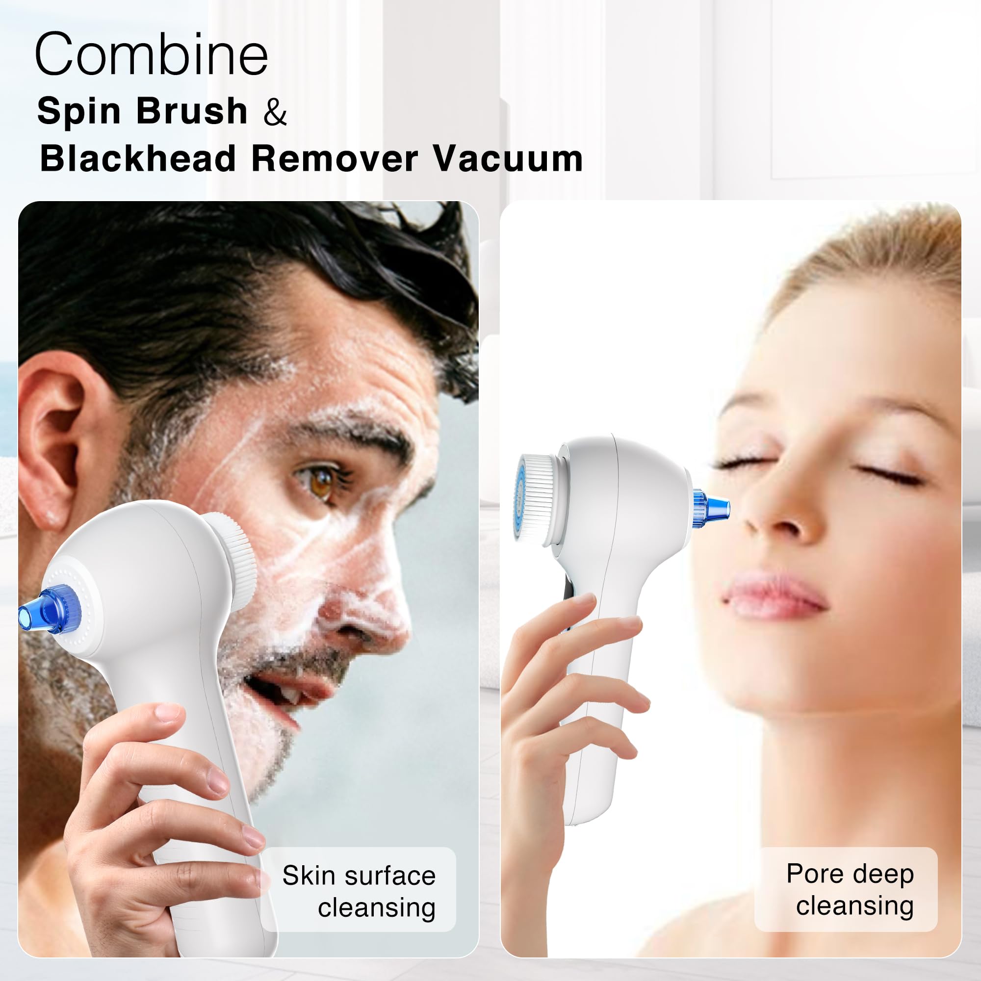 Face Scrubber Exfoliator with LCD Screen,Rechargeable Facial Cleansing Brush IPX7 Waterproof 3 in 1 Blackhead Remover Vacuum for Exfoliating,Massaging and Deep Pore Cleansing