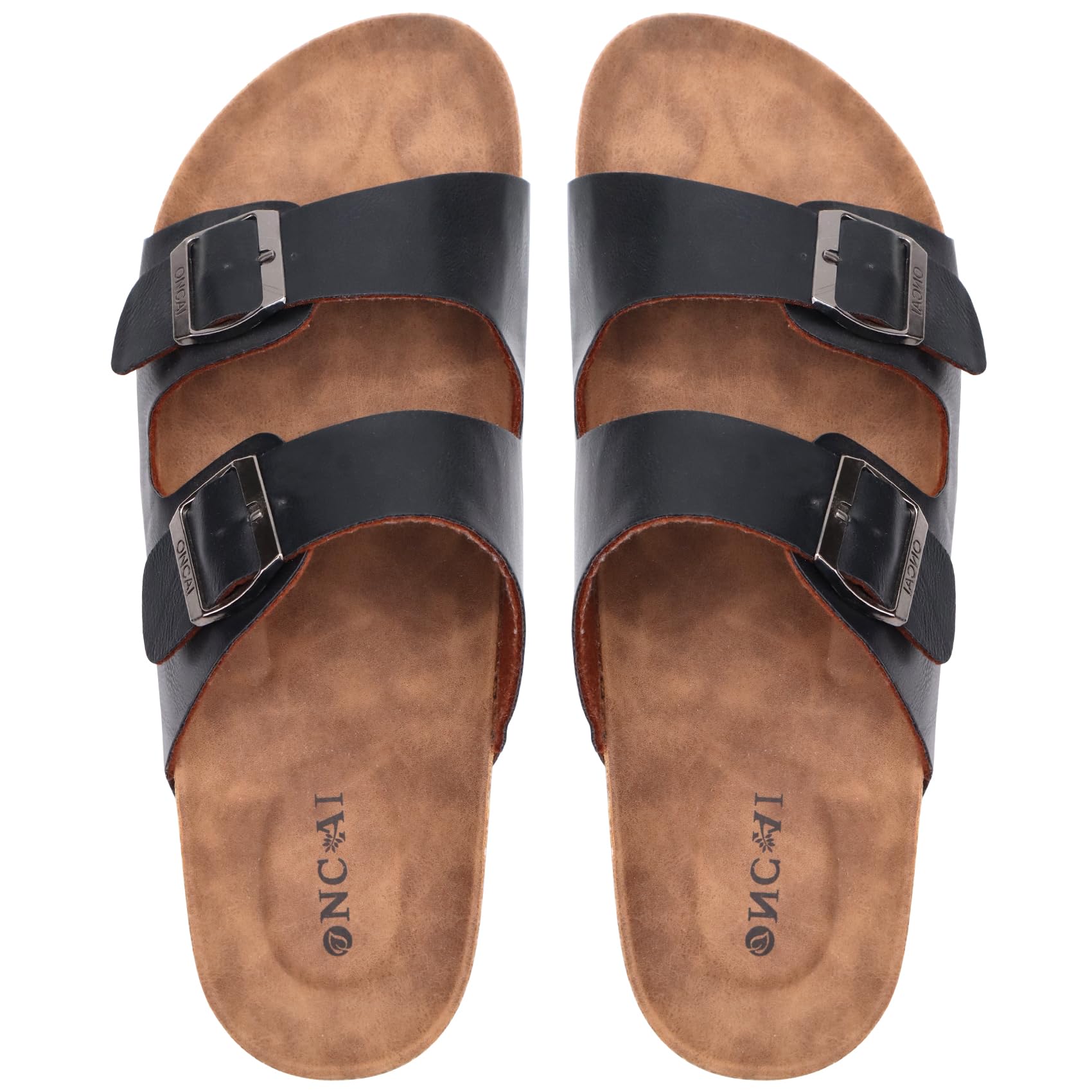 ONCAI Mules Sandalias para Hombre con Punta Abierta, Cuero Cómodas de Playa con Hebilla Zuecos Sandalias para Hombre Verano Zapatillas de corcho para Caballeros