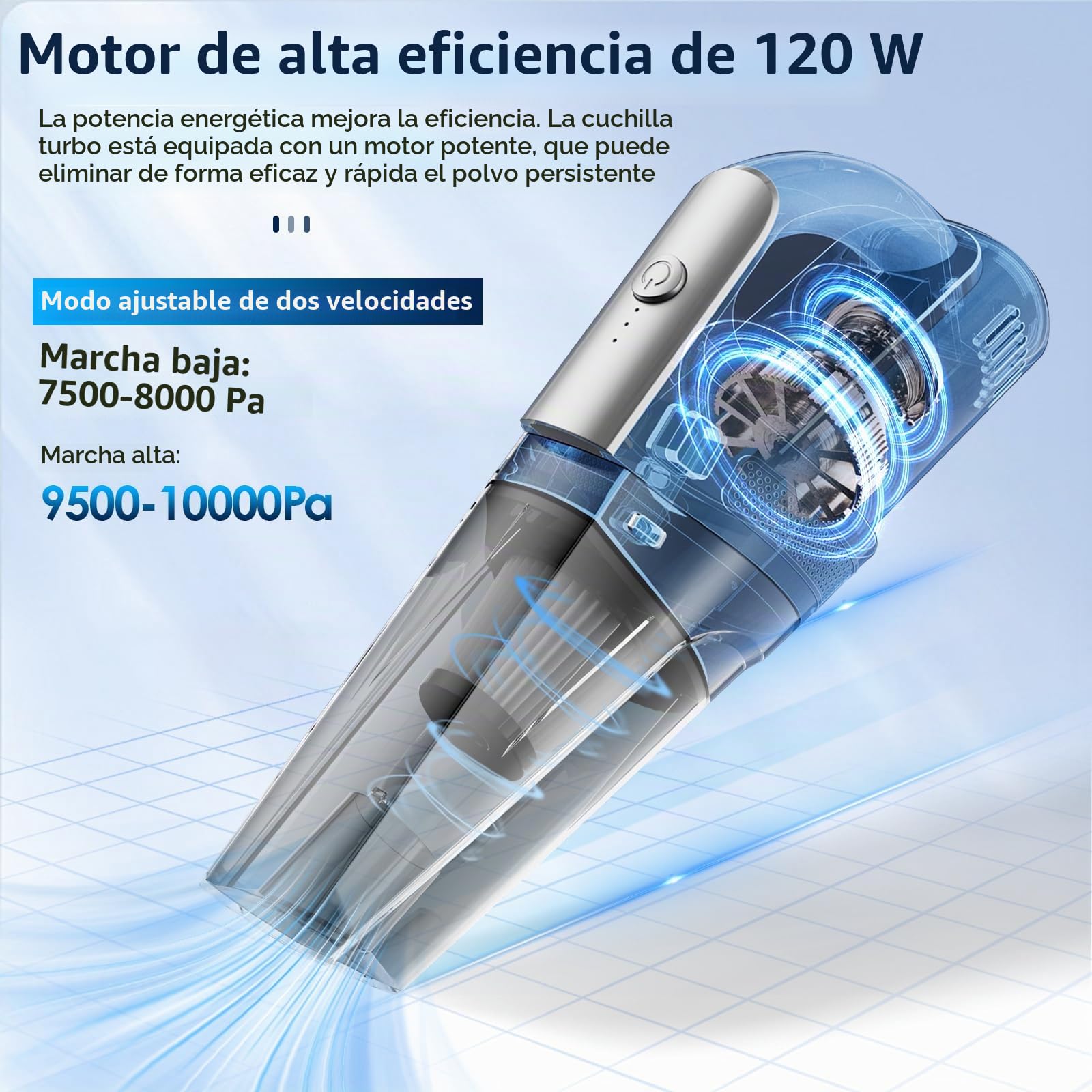 Aspirador Inalámbrico Mini Portátil Asiento Coche 7500-10000PA Potente Aspiración Aspirador de Mano Húmedo Seco Recargable Ligero Hogar Oficina Teclado Alfombra Mascota Pelo USB