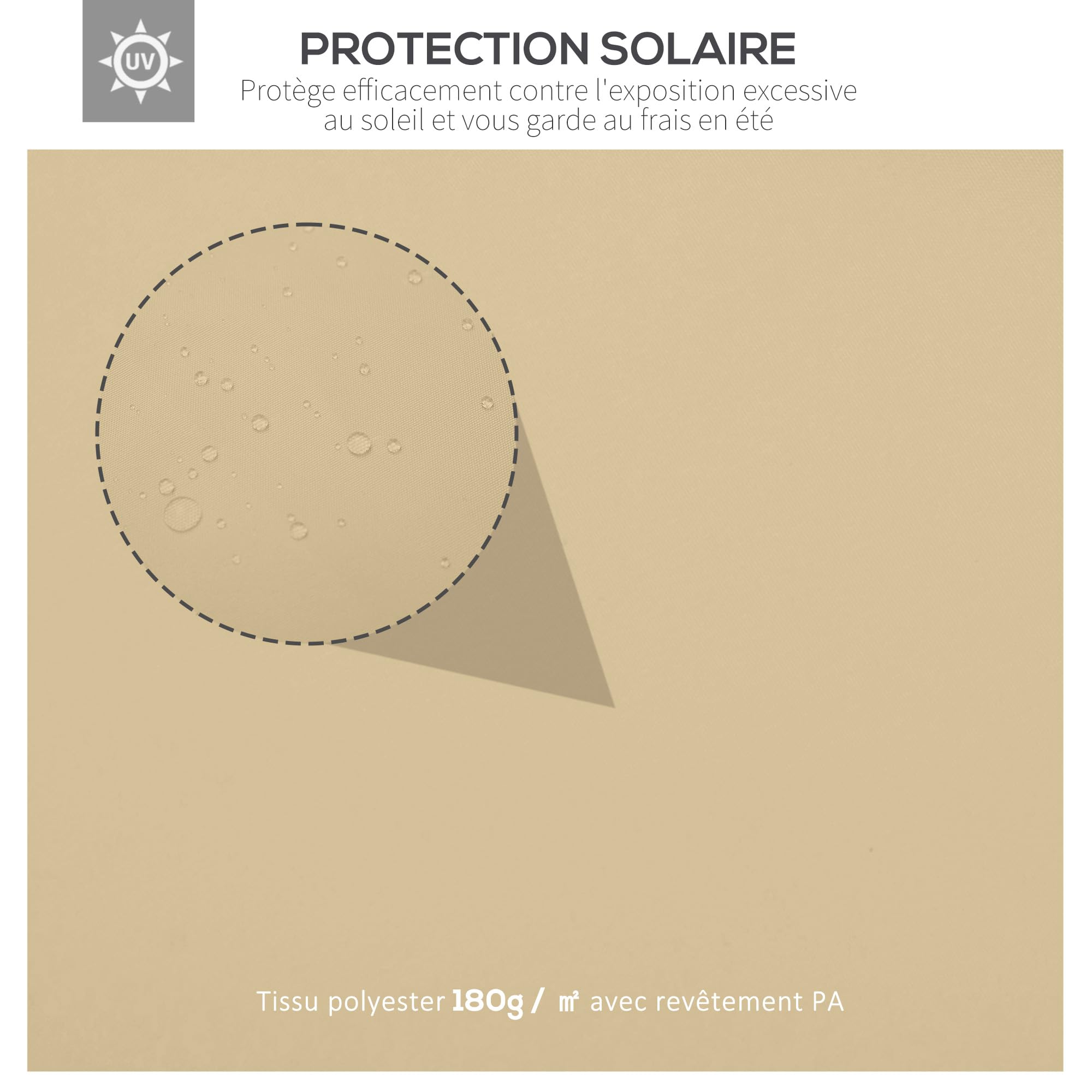 Outsunny Toile de Rechange pour Pavillon Tonnelle Tente 3 x 4 m Polyester Haute densité 180 g/m² Beige
