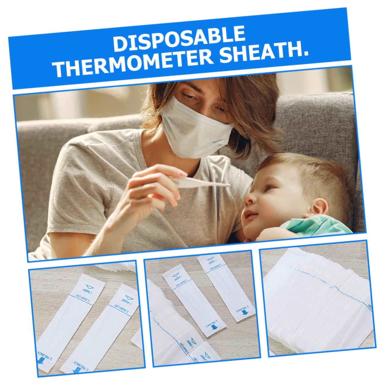 Mikinona Disposable Digital Covers 200pcs Universal Oral Probe Sleeves One-time Use Protective Film for Household and Professional Temperature Monitoring