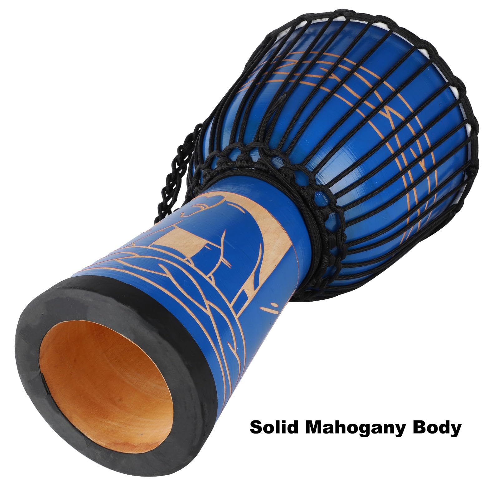 Djembe African Drum 10'' x 20'' with Mahogany Body Goatskin Drumhead Hand Drums for Adult (Blue)