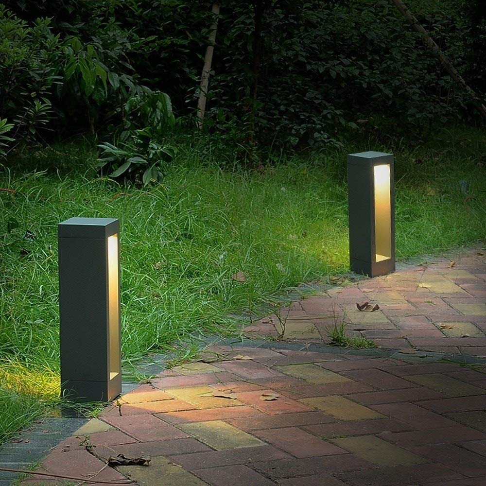 Lámpara de Poste Cuadrada LED de 10W para Exteriores, luz de estigma de Aluminio a Prueba de Lluvia, lámpara de Columna de bolardo de césped de 40cm para Villa, Porche, jardín, Patio, Camino, Calle