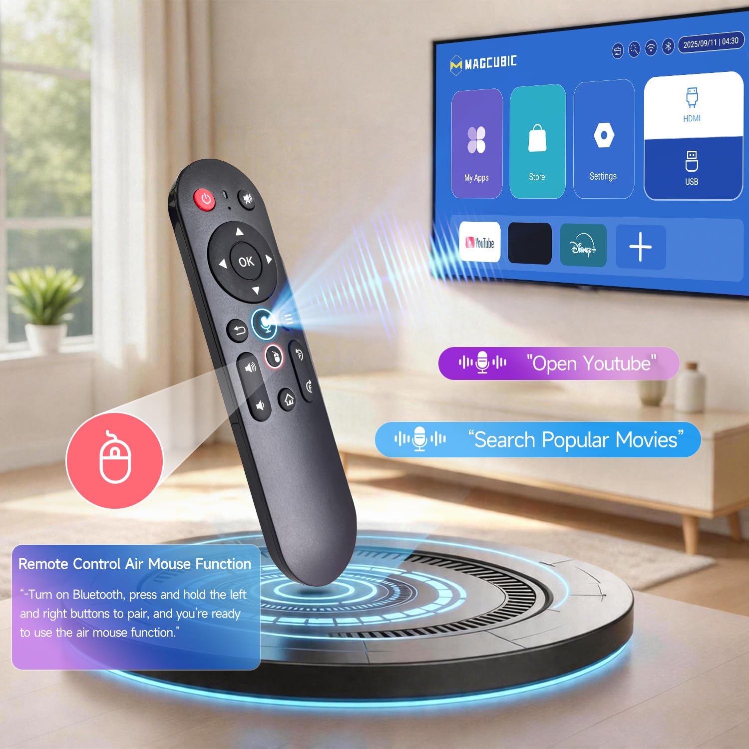 【Autofocus 】Magcubic Mini 4K Projector HY320pro, Native 1080p, 400 ANSI Lumens, 10,000:1 Contrast Ratio, Automatic Keystone Correction, Wi-Fi 6 & Bluetooth 5.4, 4K Home Theater Projector