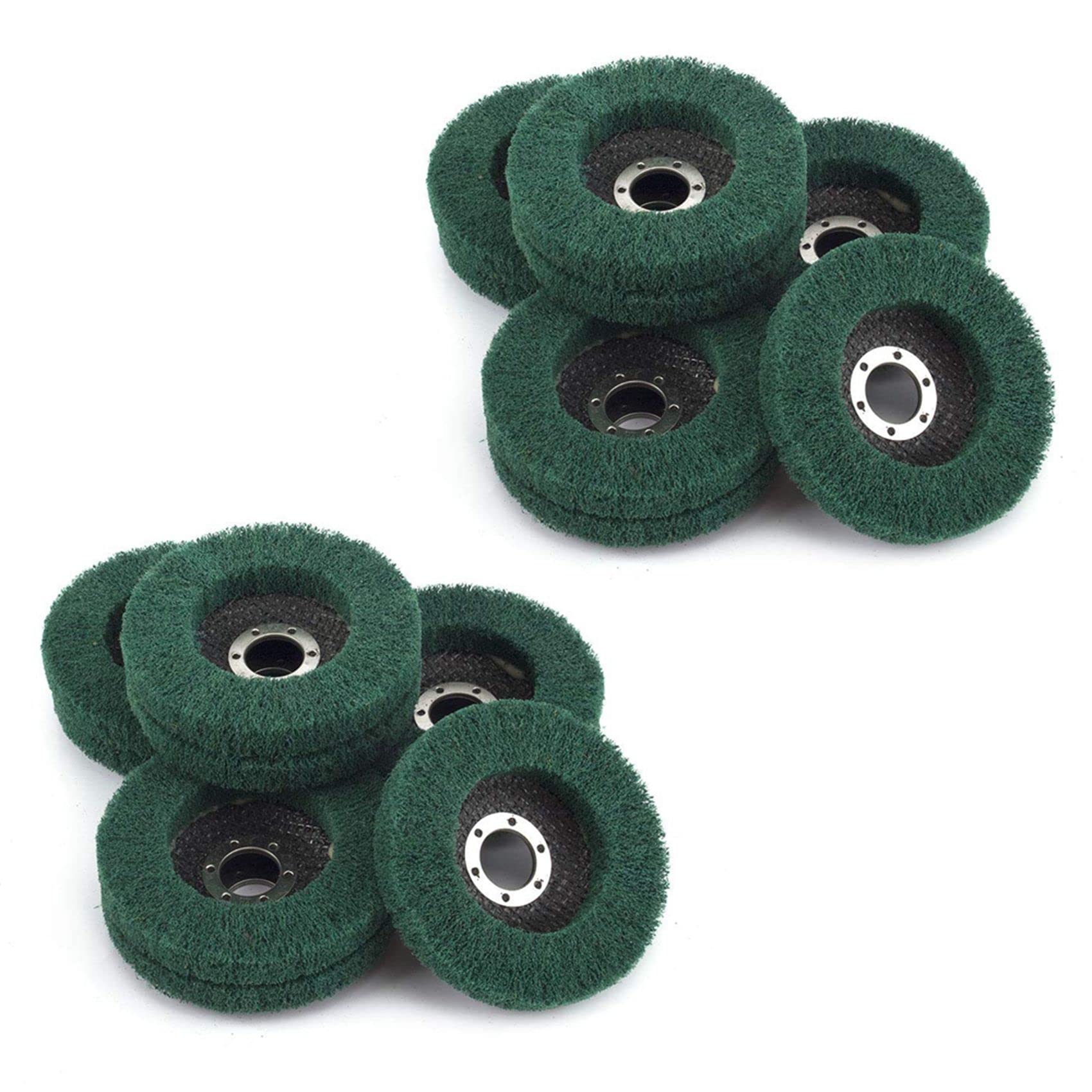 Jnchdghwa Green 10Pcs Nylon Fiber Flap Wheels Polishing Buffing Wheel Scouring Pad Grinding Disc For Angle Grinder For Metal Polisher