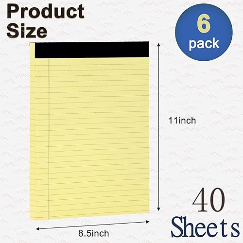 Miniatura 2 de EOOUT Paquete de 6 blocs de escritura de colores de 8.5 x 11 pulgadas, 40 hojas de rayas legales anchas, blocs de notas, papel grueso de 80 GSM