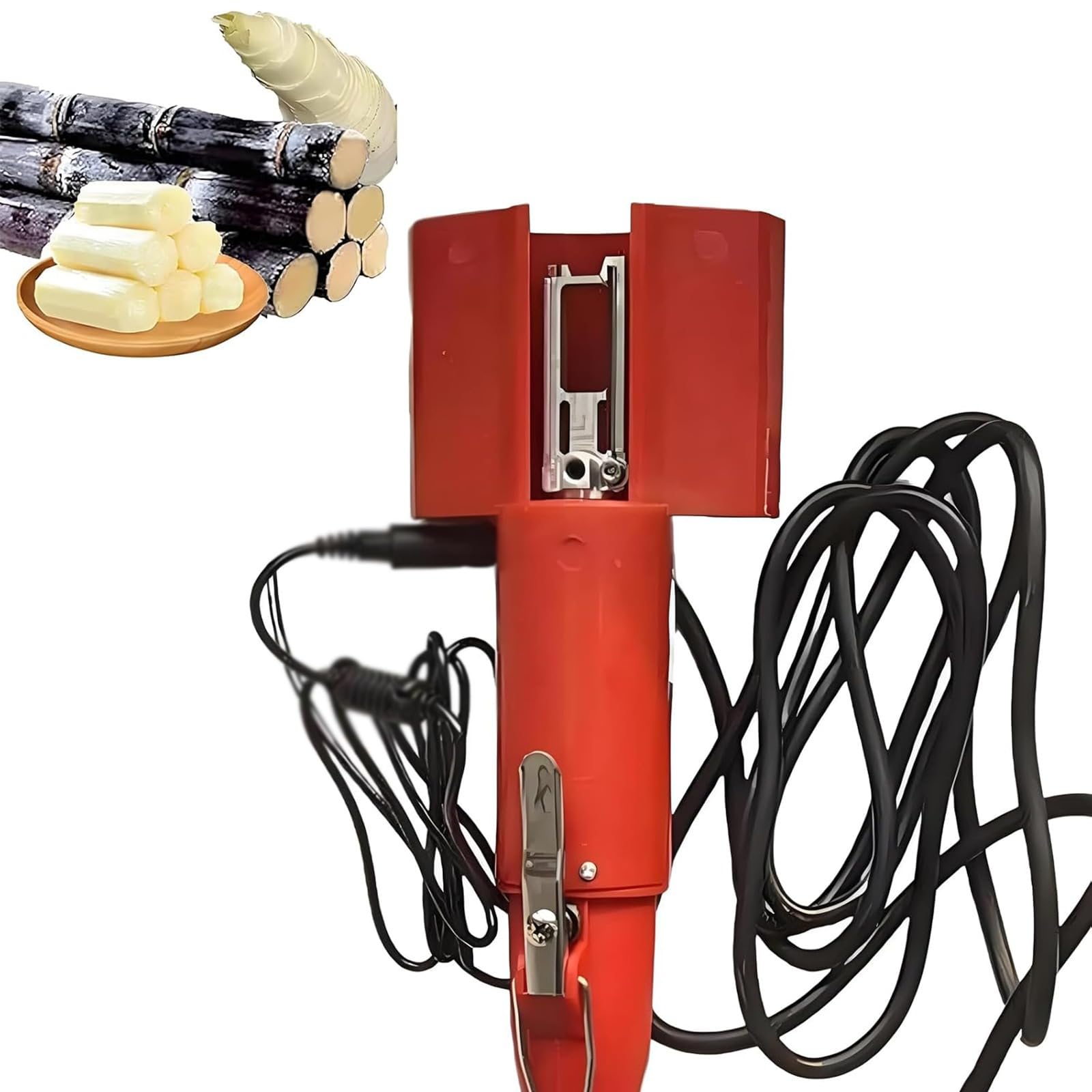 Peladora automática de caña de azúcar, peladora eléctrica con cubierta protectora y motor de alta eficiencia para pelar rápidamente verduras y frutas