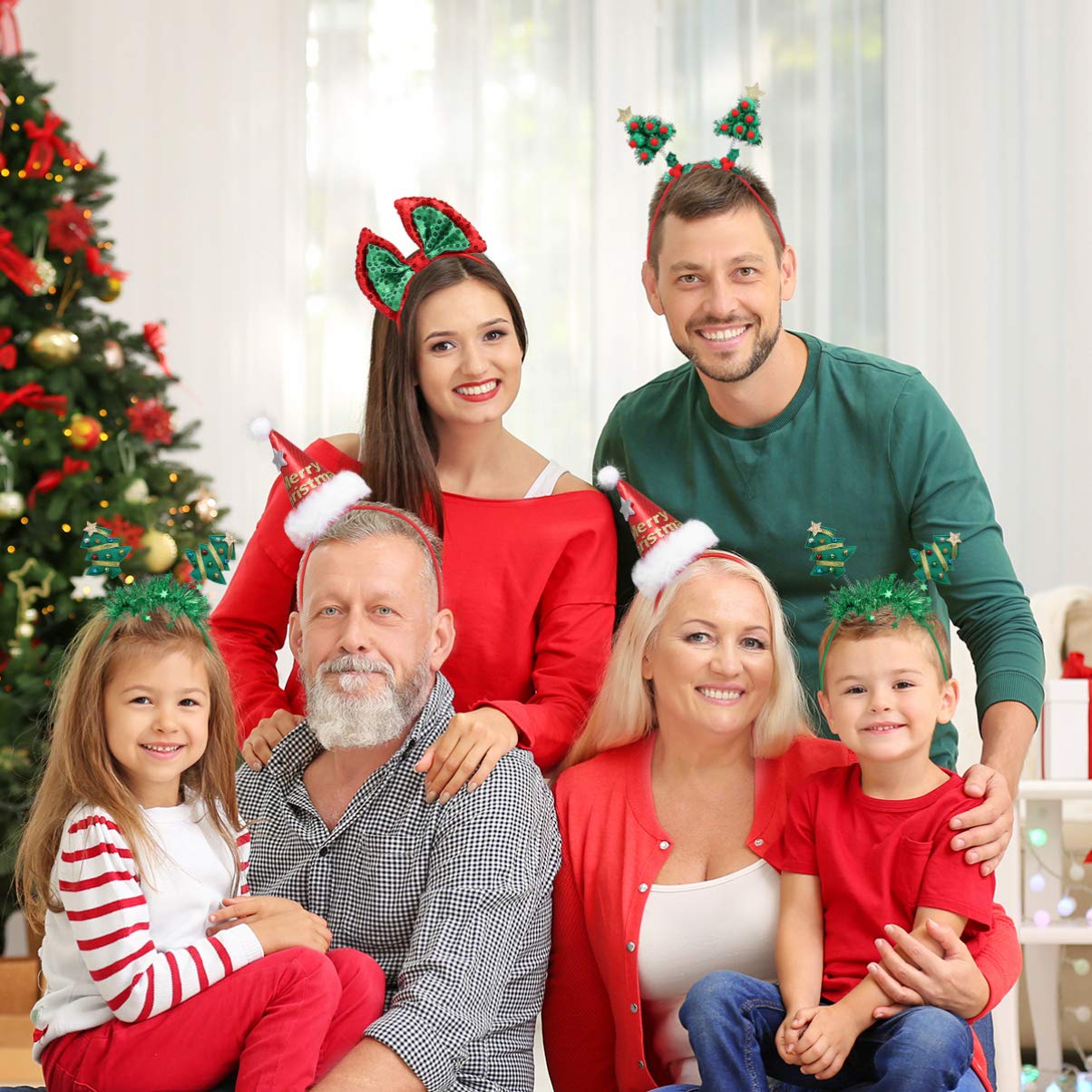 Christmas Headbands 4Pcs, Christmas Tree Fashion Headband Santa Hat Xmas Bows Headbands Party Hats Holiday Headbands Christmas Accessory : Clothing, Shoes & Jewelry