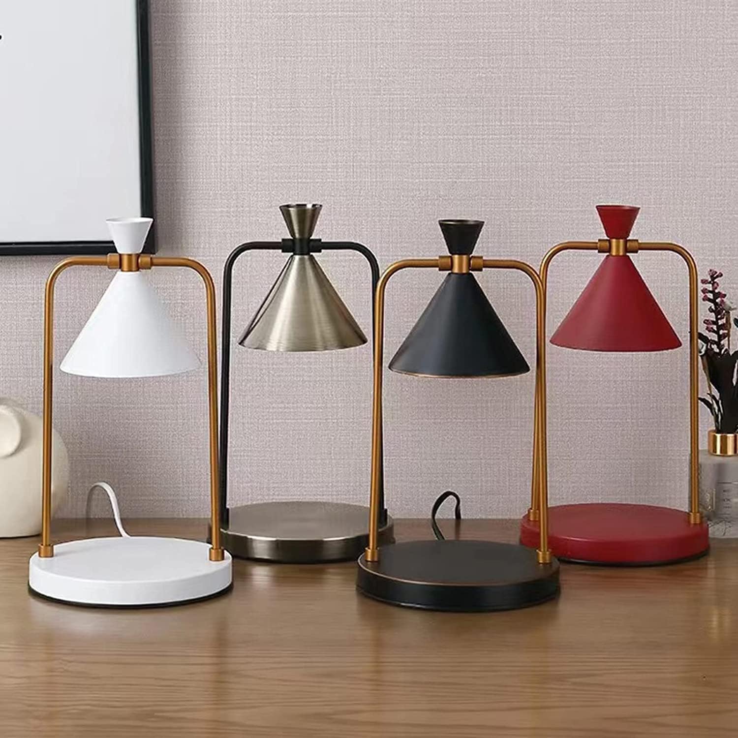 Lampa podgrzewacza świec, ściemniana, regulowana jasność, aromatyczny świecznik do dekoracji wnętrz, kompatybilny z małymi i dużymi świecami, czarny