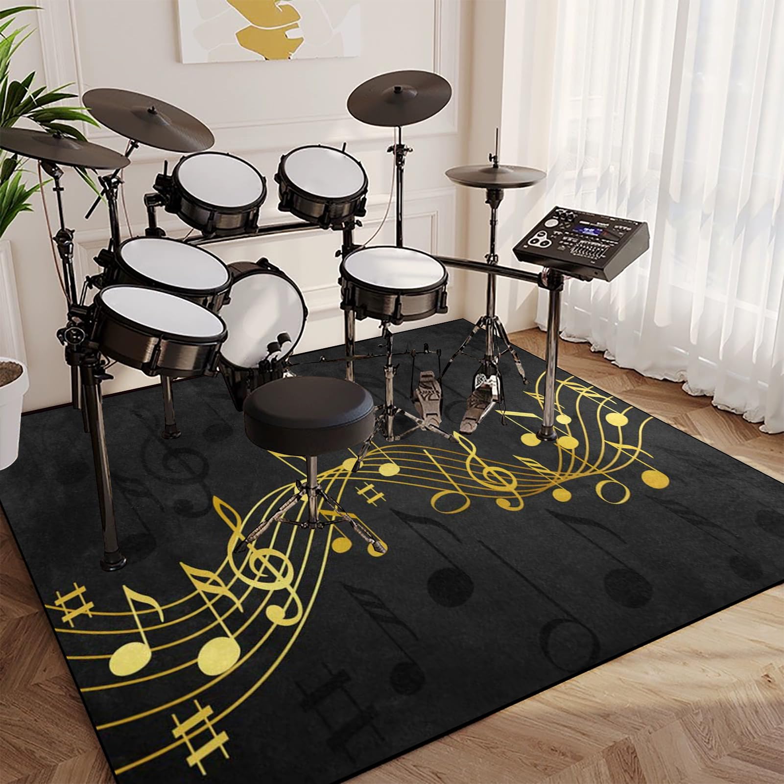 Tapis de Batterie Tapis de Tambour antidérapant 120 x 80 cm Tapis Batterie électronique, Tapis Insonorisé pour Grosse Caisse Batteries Caisse Claire Instruments de Musique Tapis de Sol
