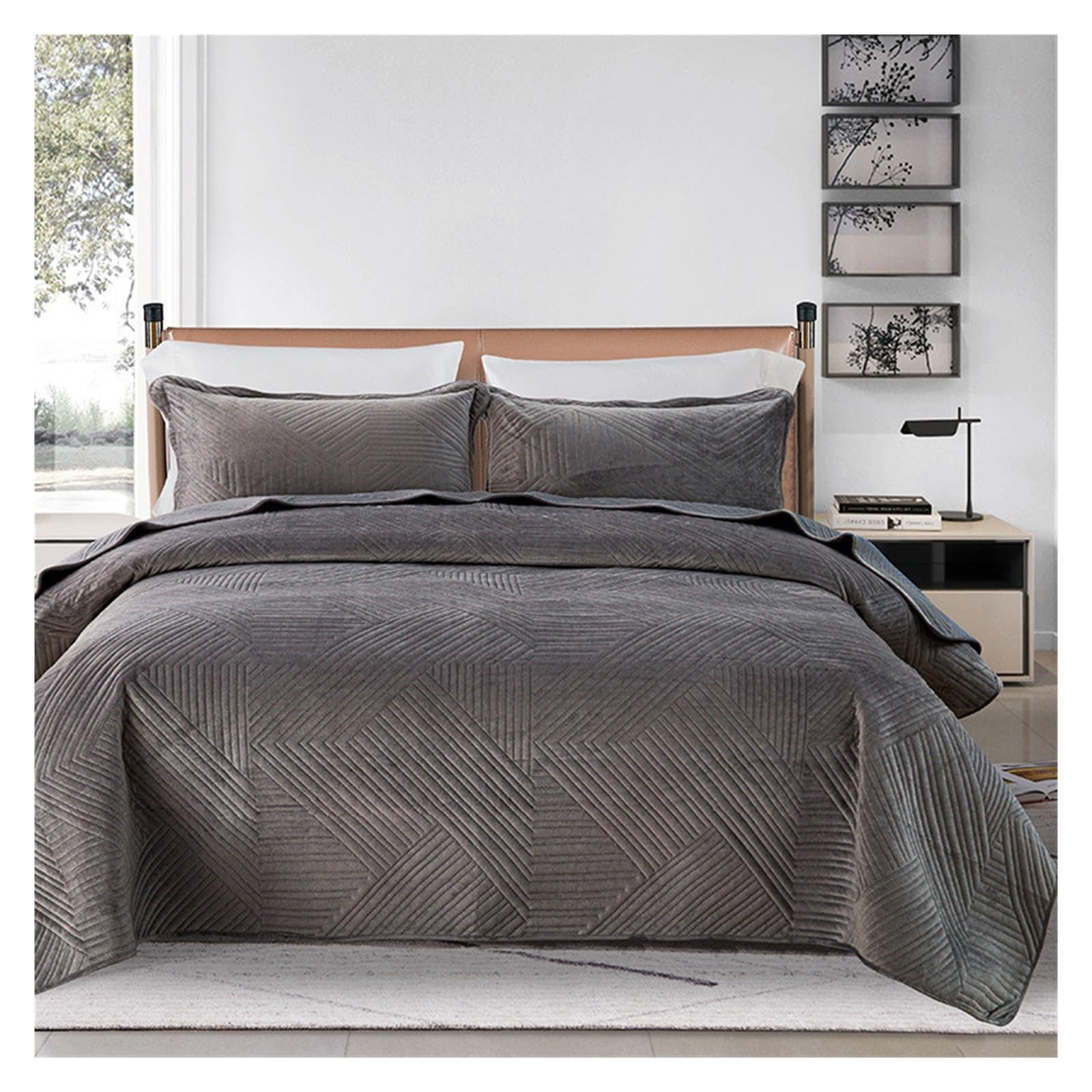 Couette en peluche 3 pièces avec couvre-lits brodés légers pour grand matelas