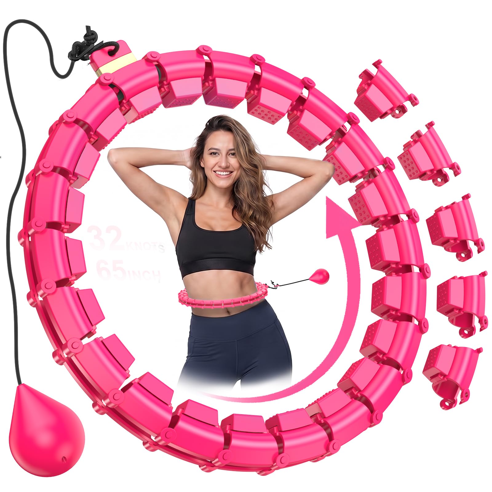 Plus Size Weighted Hula Infinity Fitness Detachable Hoop 65 Inch