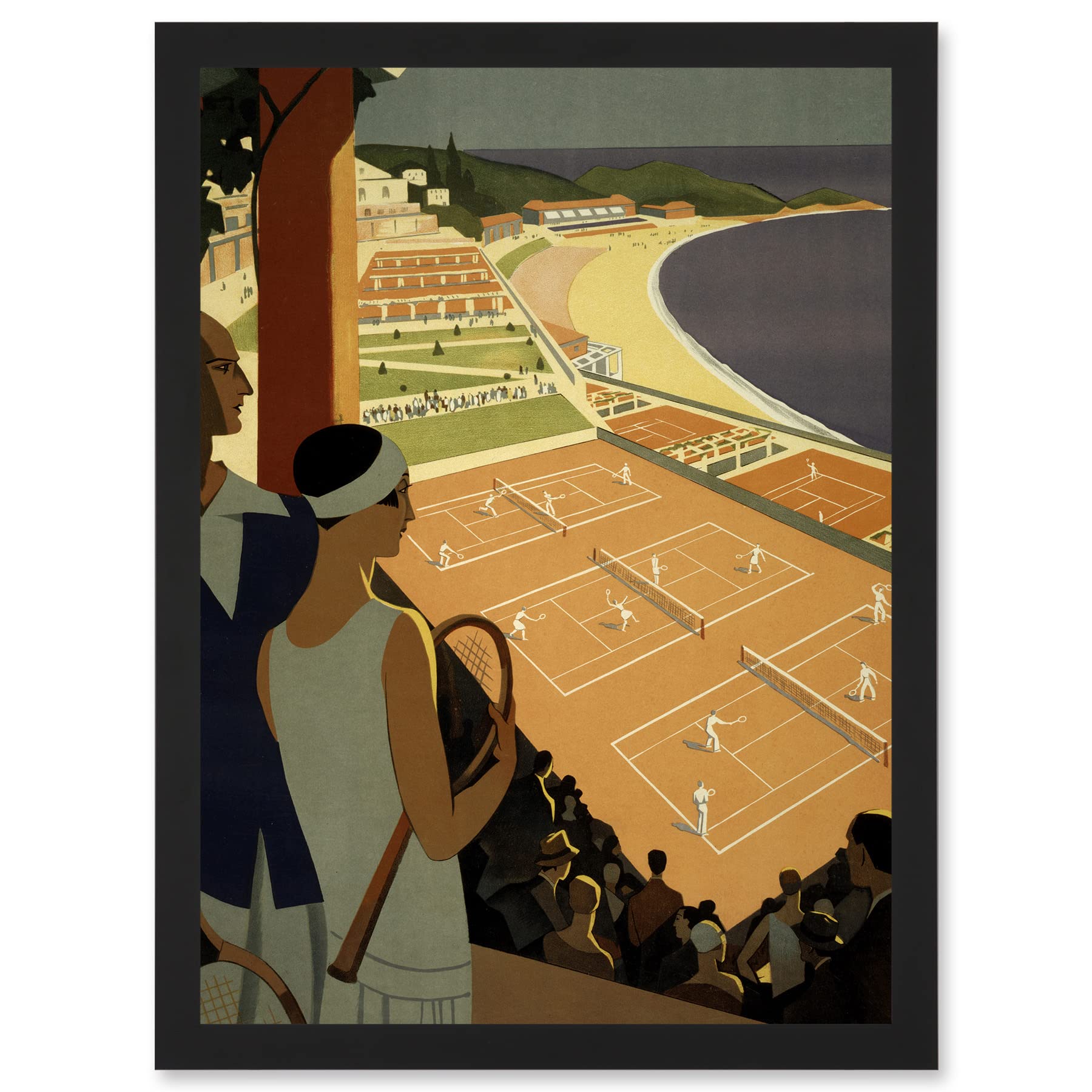 Wee Blue Coo Monte Carlo Monaco Tennis Vintage Advert Artwork Framed Wall Art Print A4