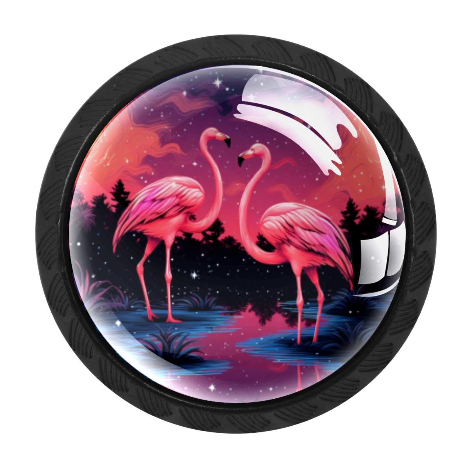CHENZZZZ 4 pcs Starry Flamingos Cabinet Knobs Crystal Drawer Pulls for Kitchen, Bathroom Cabinet, Dresser and Cupboard