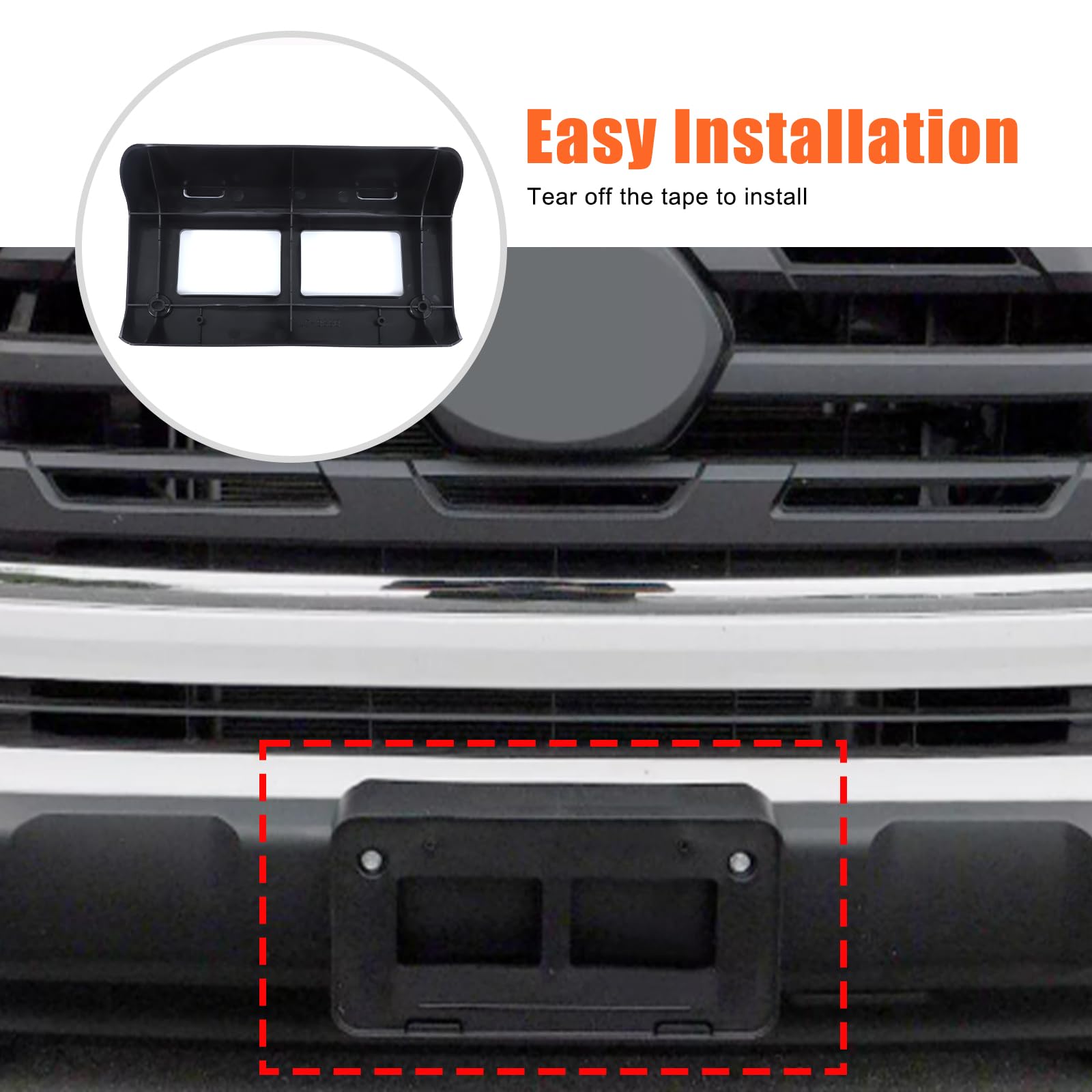 Front License Plate Bracket For 2016-2023 Toyota Tacoma – Black Plastic Mount With Screws